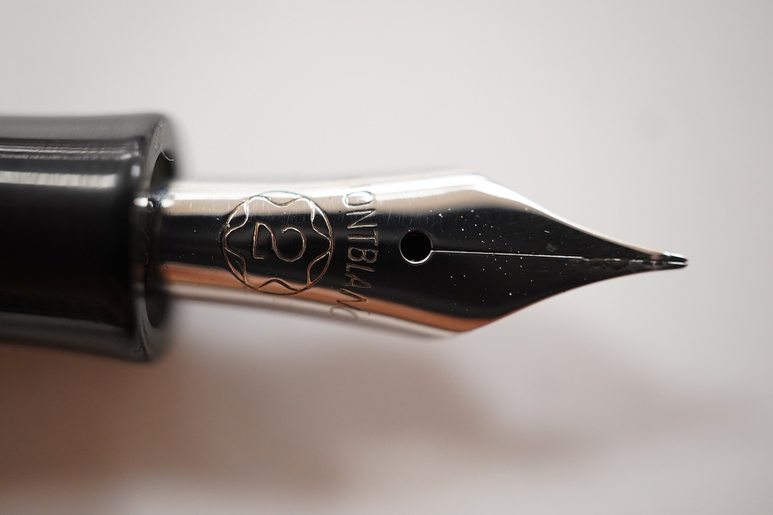 A Montblanc No.1EF high top fountain pen in lapis blue with black top